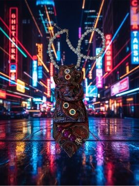 Beaded Pearl Necklace with Ornate Red Paisley Pendant